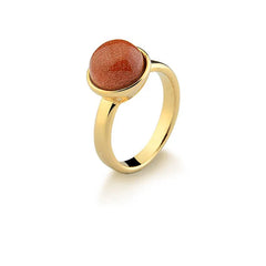 ANEL DOURADO DELICADO PEDRA CABOCHÃO 10M