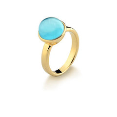 ANEL DOURADO DELICADO PEDRA CABOCHÃO 10M