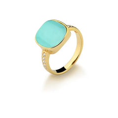 ANEL QUADRADO COM ZIRCÔNIAS DOURADO