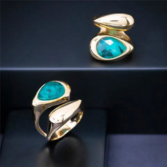 ANEL DUPLO DOURADO ESMERALDA