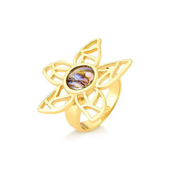 ANEL DOURADO FLOR COLEÇÃO GARDEN PEDRAS DO MAR