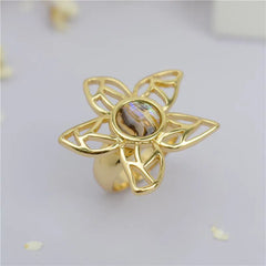 ANEL DOURADO FLOR COLEÇÃO GARDEN PEDRAS DO MAR