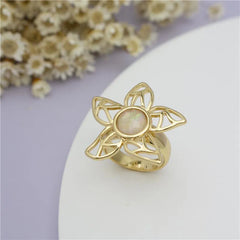 ANEL DOURADO FLOR COLEÇÃO GARDEN PEDRAS DO MAR