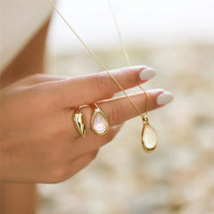 ANEL DUPLO DOURADO CONCHAS PEDRA DO MAR