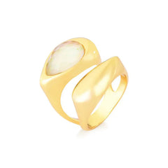 ANEL DUPLO DOURADO CONCHAS PEDRA DO MAR