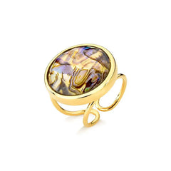 ANEL AJUSTÁVEL DOURADO CONCHA FACETADA 20MM