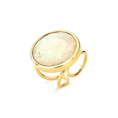 ANEL AJUSTÁVEL DOURADO CONCHA FACETADA 20MM