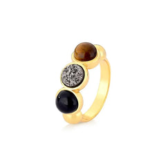 ANEL ZEN DOURADO TRES PEDRAS