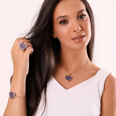 ANEL CORACAO DOURADA COM PEDRA GEODO NATURAL