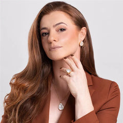 ANEL DOURADO COM REGULAGEM NO MADRE MOSAICO PEDRA GOTA