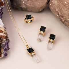 ANEL QUADRADO FRAGMENTOS DOURADO