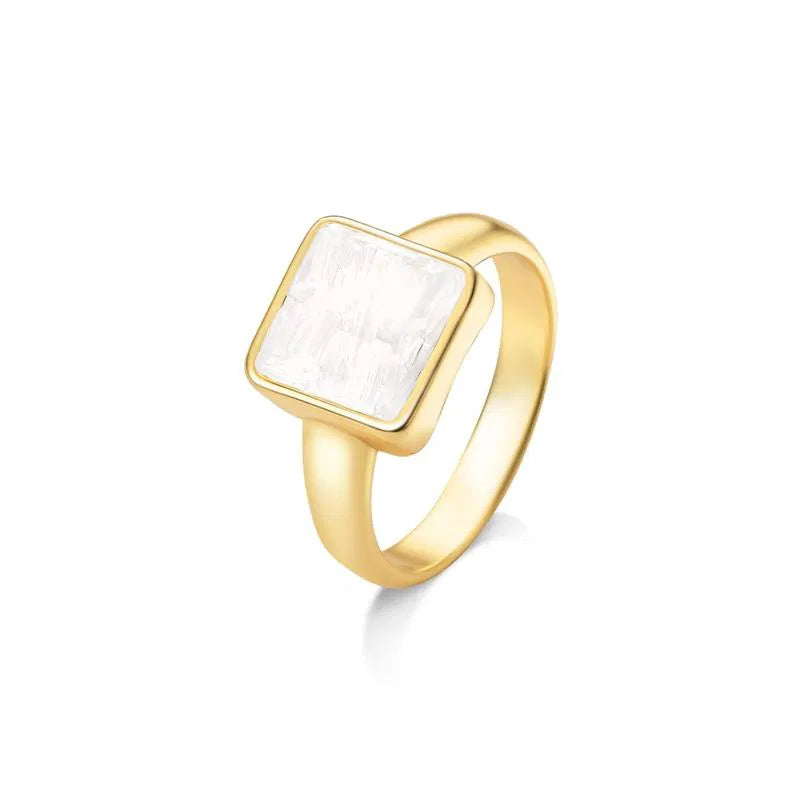 ANEL QUADRADO FRAGMENTOS DOURADO