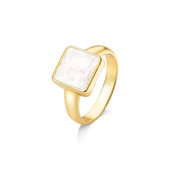 ANEL QUADRADO FRAGMENTOS DOURADO