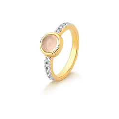 ANEL DOURADO COM RÓDIO BRANCO, ZIRCÔNIAS E PEDRA 6,5MM