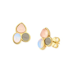 BRINCO DOURADO TRES PEDRAS DIFERENTES