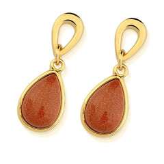 BRINCO RETRÔ DOURADO PEDRA GOTA