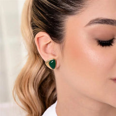 BRINCO DOURADO PEDRA STILETTO CABOCHÃO