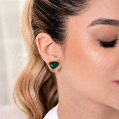 BRINCO DOURADO PEDRA STILETTO CABOCHÃO