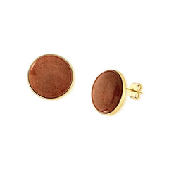 BRINCO DOURADO COM PEDRA NATURAL CLASSICO 20MM