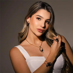 CONJUNTO HEMATITA DETALHE ELEGANTE DOURADO