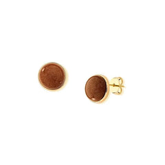 BRINCO DOURADO PEDRA CABOCHÃO 12MM