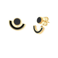 BRINCO DOURADO DOIS PEDRA NATURAL DETALHE ESMALTADO