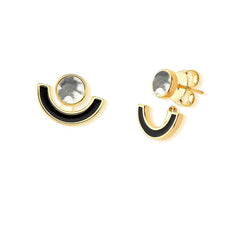 BRINCO DOURADO DOIS PEDRA NATURAL DETALHE ESMALTADO