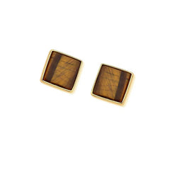 BRINCO DOURADO GEOMETRICO COM PEDRA NATURAL