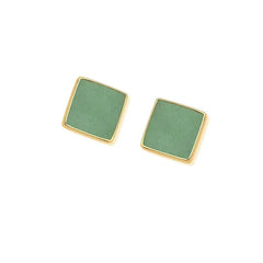 BRINCO DOURADO GEOMETRICO COM PEDRA NATURAL
