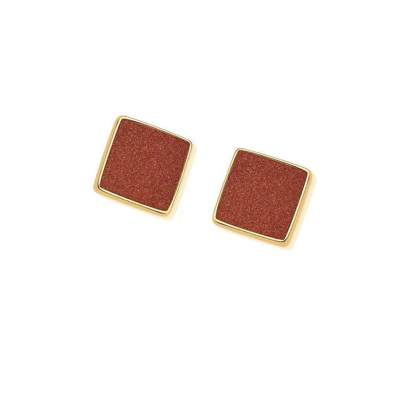 BRINCO DOURADO GEOMETRICO COM PEDRA NATURAL