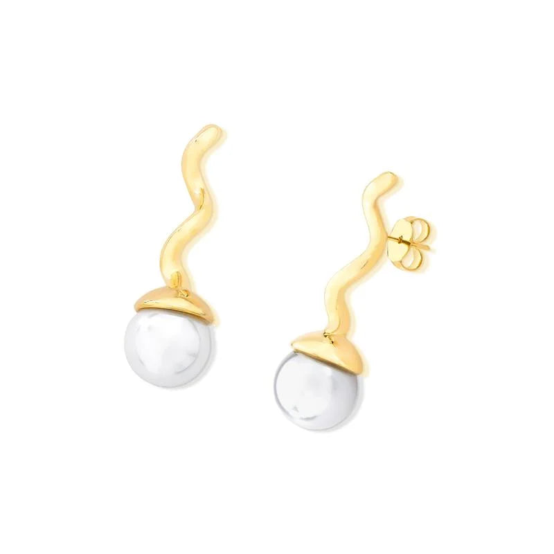 BRINCO TORCIDO PÉROLAS DOURADO