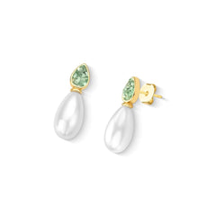 BRINCO DOURADO PÉROLA GOTA COM DETALHES FRAGMENTADOS
