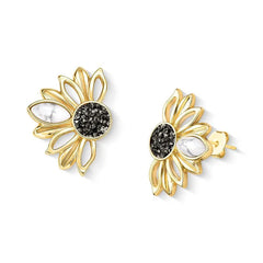 BRINCO GIRASSOL DOURADO COM DETALHES EM PEDRA NATURAL FRAGMENTADA