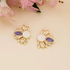 BRINCO GIRASSOL DOURADO COM DETALHES EM PEDRA NATURAL FRAGMENTADA