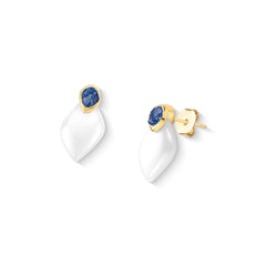 BRINCO DOURADO AURA PORCELANA PEROLADA E PEDRA FRAGMENTADA