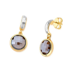 BRINCO CHARM FACETADO PEROLADO FORMATO 12MM DOURADO E RÓDIO BRANCO