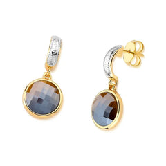 BRINCO CHARM FACETADO PEROLADO FORMATO 12MM DOURADO E RÓDIO BRANCO