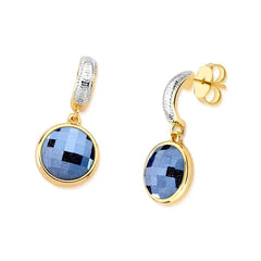 BRINCO CHARM FACETADO PEROLADO FORMATO 12MM DOURADO E RÓDIO BRANCO