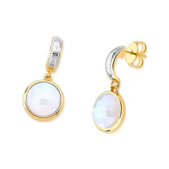 BRINCO CHARM FACETADO PEROLADO FORMATO 12MM DOURADO E RÓDIO BRANCO