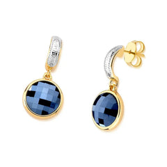 BRINCO CHARM FACETADO PEROLADO FORMATO 12MM DOURADO E RÓDIO BRANCO