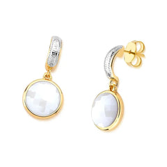 BRINCO CHARM FACETADO PEROLADO FORMATO 12MM DOURADO E RÓDIO BRANCO