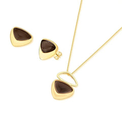 CONJUNTO DOURADO PEDRA STILETTO CABOCHÃO