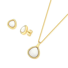 CONJUNTO GOTA DOURADO PEDRA NATURAL