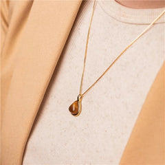 CONJUNTO GOTA DOURADO PEDRA NATURAL