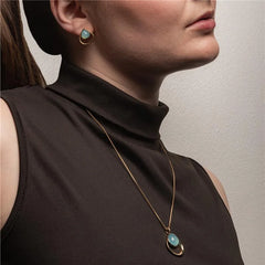 CONJUNTO BELLE DOURADO PEDRA GOTA