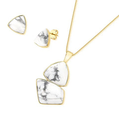 CONJUNTO DOURADO DUO PEDRA TRIANGULO E ESTILETTO