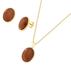 CONJUNTO CLÁSSICOS BÁSICOS DOURADO PEDRA OVAL