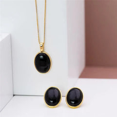 CONJUNTO CLÁSSICOS BÁSICOS DOURADO PEDRA OVAL