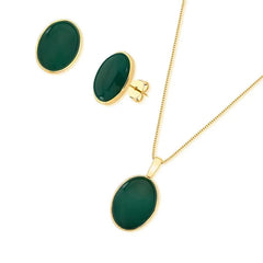 CONJUNTO CLÁSSICOS BÁSICOS DOURADO PEDRA OVAL