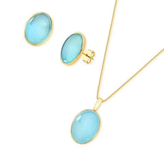 CONJUNTO CLÁSSICOS BÁSICOS DOURADO PEDRA OVAL